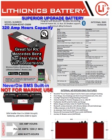 Lithionics GTX 12 Volt 320 Amp hour lithium-ion RV and solar battery